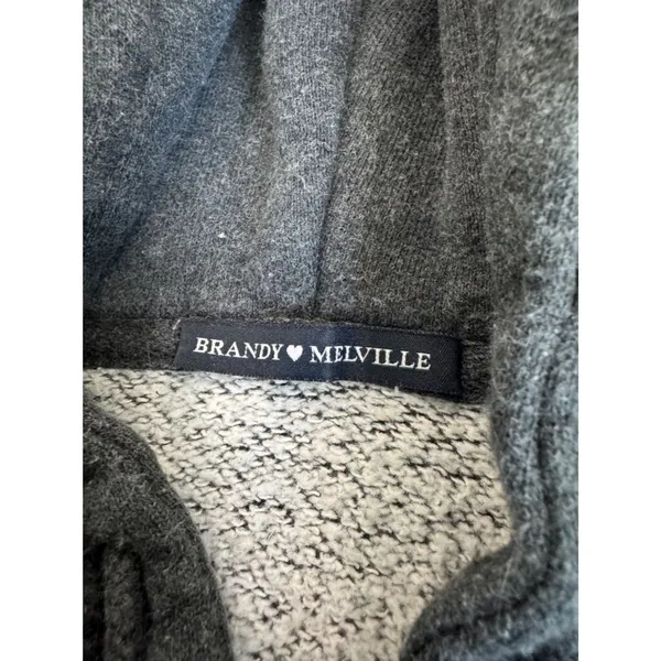Brandy Melville Charcoal Gray Full-Zip Crop Hoodie | Cozy Essential - Image 2