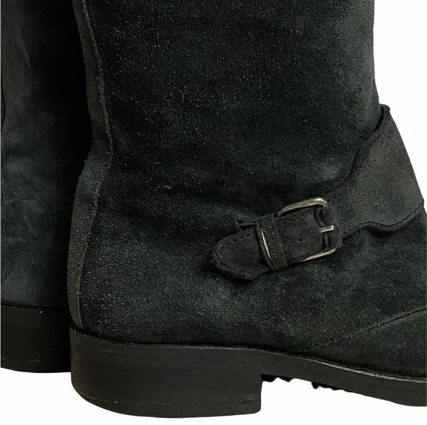 J. CREW Moto Biker Women’s Sz 8 Buckle Motorcycle Black Suede Leather Boots - Image 9