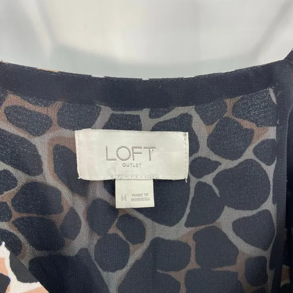 LOFT‎ women's leopard animal print v-neck loose relaxed lined blouse tank top M - Image 3