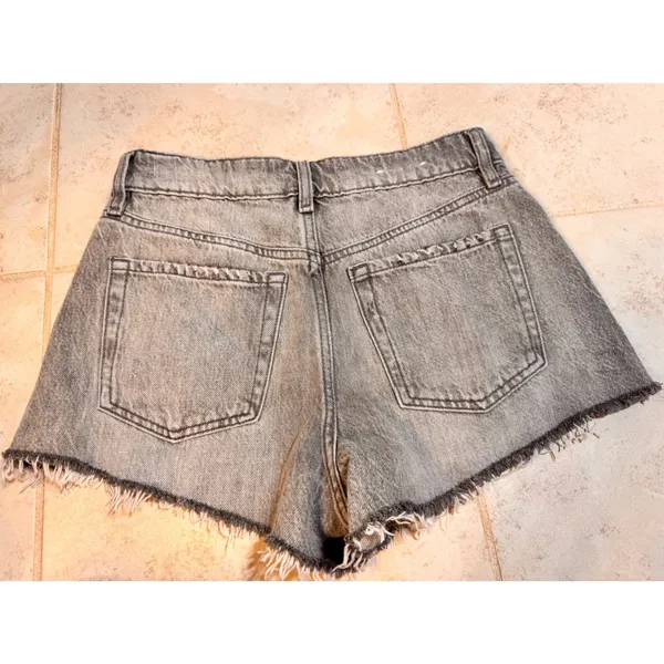 Garage Denim Festival Shorts Gray Distressed High Waisted‎ Raw Hem Size 1 25 - Image 5