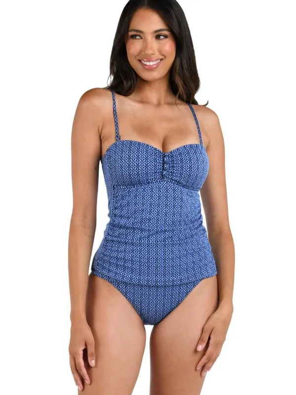 La Blanca Womens Charmed Coast Tankini Swimsuit Top LB5SB86 Chambray Blue 8 - Image 6