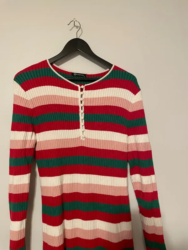Amazon Red, White, Pink, and Green Bodycon Sweater Dress - Image 2