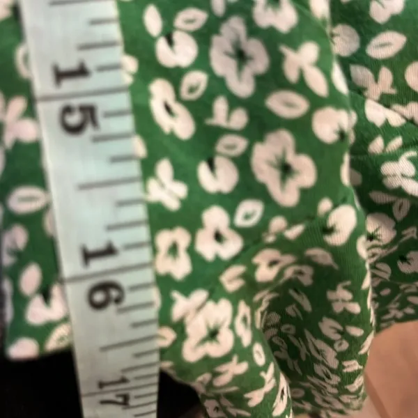 Jacqueline De Yong JDY Lela Green Floral Ditsy Button-Down Mini Shirt Dress XS - Image 4