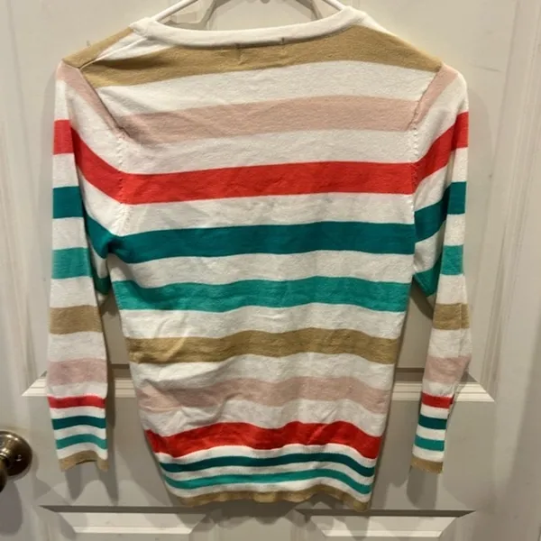 MAK by mak B Womens Striped V-Neck Button Front‎ Cardigan Sweater Multi S Y2K - Image 5