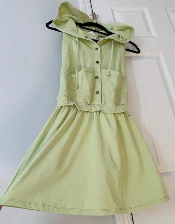 Anthropologie Daily Practice Leaflet Hooded Twofer Mini Dress, Size XS - Image 8