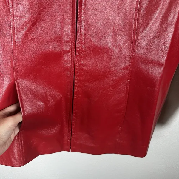 Dialogue Red Leather Full-Zip Jacket Womens Plus Size 1X Punk Rock Classic - Image 3
