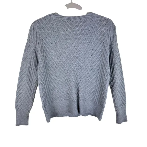 Truth By Republic Gray Plush Long Sleeve Crew Neck Chevron Pullover Sweater XS‎ - Image 2