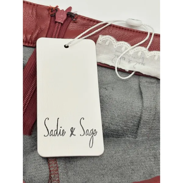 Sadie & Sage Night Vision Faux Leather Skort Womens Large Wine Red Wrap Mini NWT - Image 10