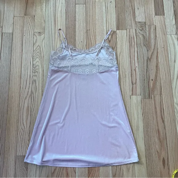 INC International Concepts Slip Dress Women XS Pink Lace Eyelet Velour Coquette - Image 6