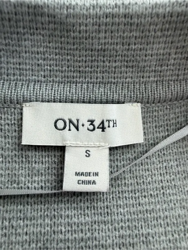 ON 34th Gray Knit Blazer Cardigan Size S Open Front Patch Pocket Jacket - Image 5