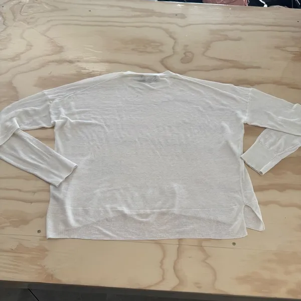 Theory Karenia Sag Harbor‎ Sweater Crewneck Lightweight Linen Blend White Small - Image 2