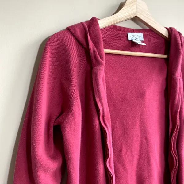 Ann Taylor cotton LOFT y2k bella twilight cropped full zip cardigan‎ women's M - Image 2