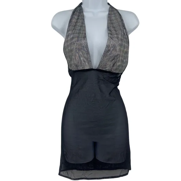 Vtg Y2k Sentimental Sam Hourani Dress OS Indie Metallic Club Street Mesh Rave - Image 2
