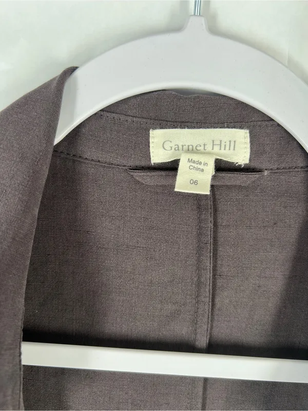 Garnet Hill Silk Linen Lightweight Draped Front Long Topper Coat Size 6 - Image 3