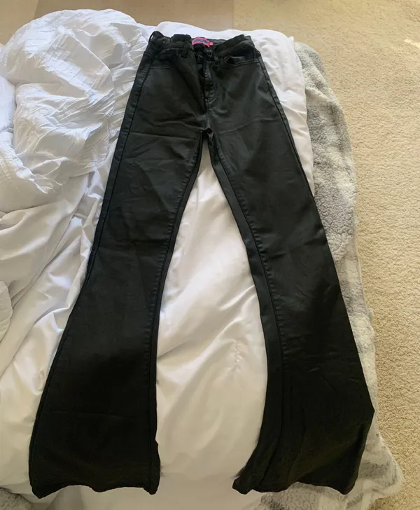 Edikted Faux Black Leather Pants - Image 2