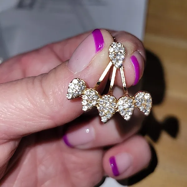 Gold Plated 2 pc Crystal Drop‎ Earrings, 17cm - Image 6