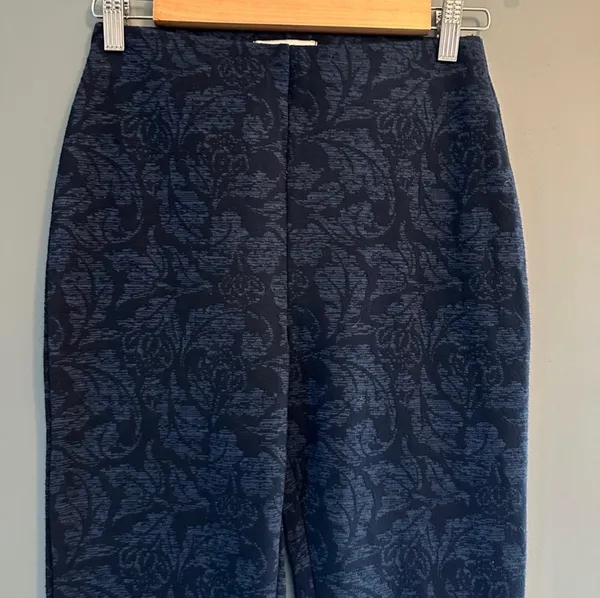 Urban Outfitters navy blue high waisted floral bootcut pants - Image 3