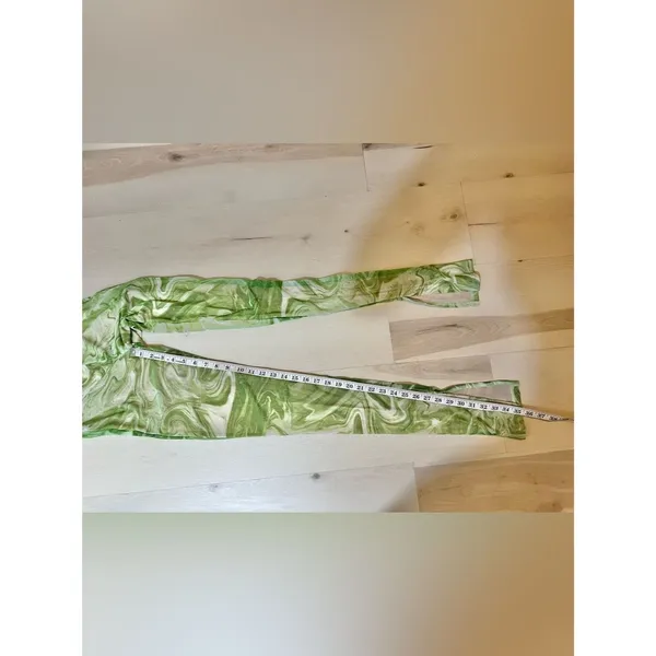 Naked Wardrobe NWT Women Small Green White Marble Swirl Print Mesh Leggings - Image 8