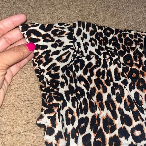 Reformation April Moxie Wrap Top Leopard Animal Print‎ Brown XS - Image 4
