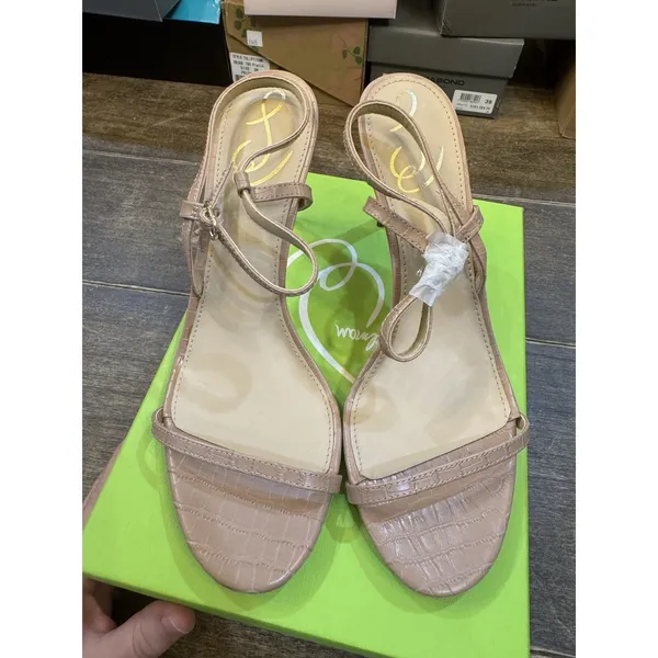 Sam Edelman‎ Doran strappy stiletto heels in a beige Size 9.5 Maple Croc Leather - Image 4