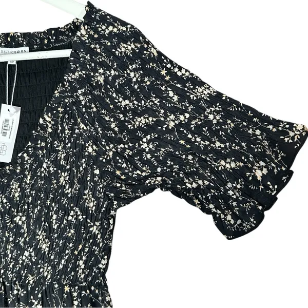 Baltic Born Lotta Black Floral Smocked Dress XS - Image 8