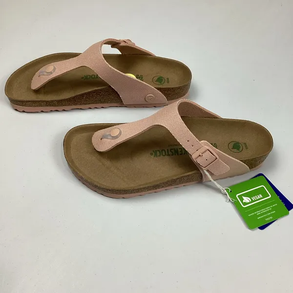 Birkenstock Gizeh Rivet logo Soft Pink Textile Vegan Thong Sandals Size 9 NEW! - Image 5