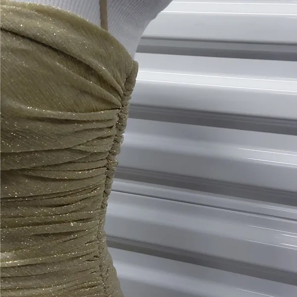 House of CB Ella Ruched Organza Mini Dress Sz Small Gold Cocktail Party Wedding - Image 9