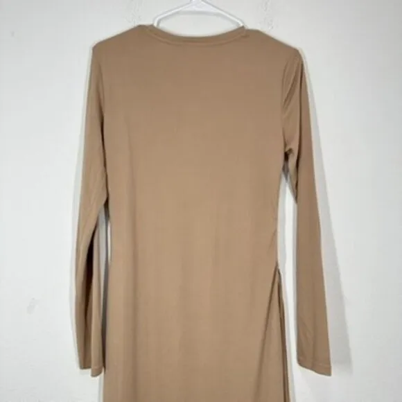 Vero Moda Phine Long Sleeve Rib Jersey Dress Light Brown‎ Comfort Casual Travel - Image 10