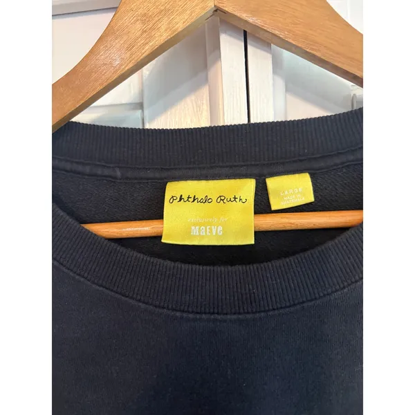Phthalo Ruth Maeve Black Bonne Annee Sweatshirt Size‎ Large - Image 5