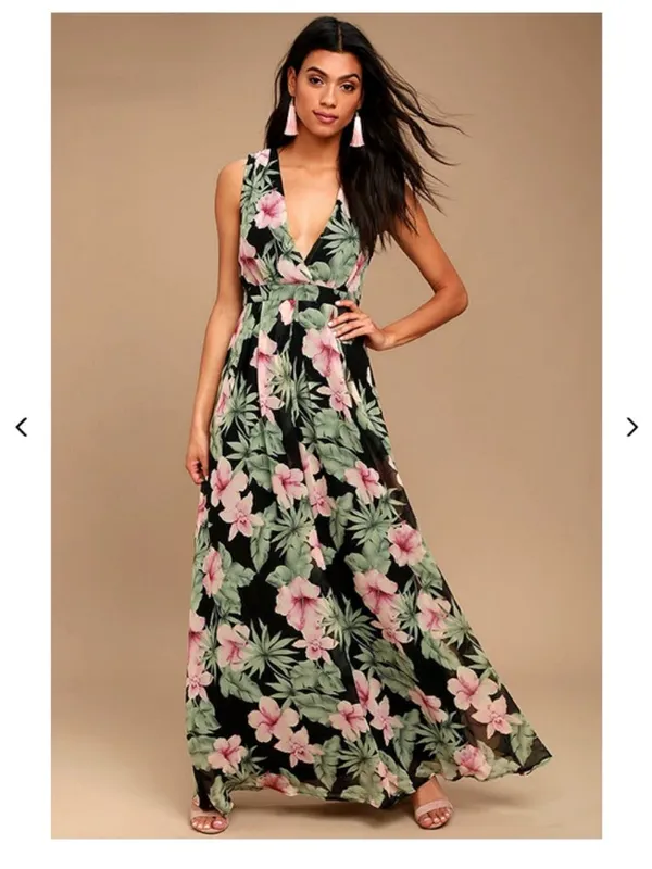 LULUS Sexy Chic Elegant Floral Prom Wedding Tiered Ruffles Chic Maxi Dress - Image 5