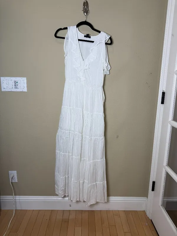 Paige White Swiss Dot Tiered Ruffle Maxi Dress Size XS - Image 2