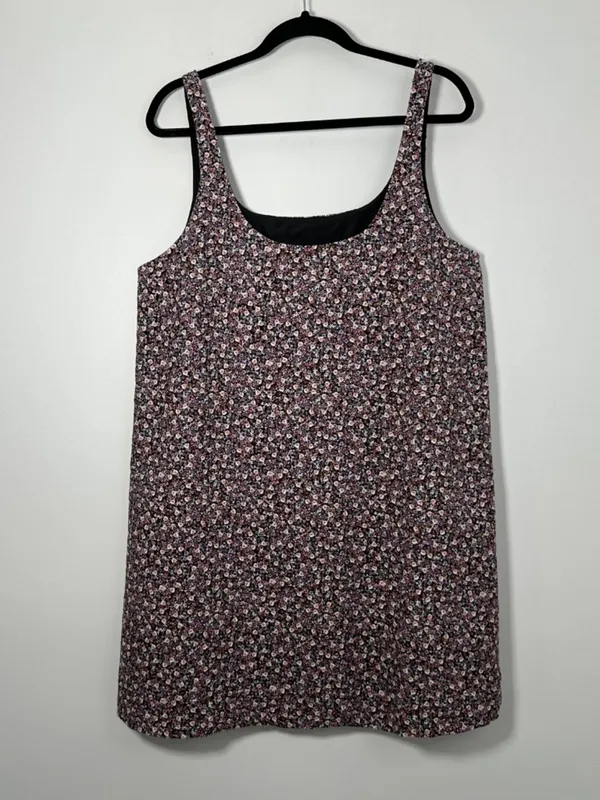NEW H&M Women’s Large Floral Corduroy Cotton Pull On Tank Shift Mini Boho Folk - Image 3