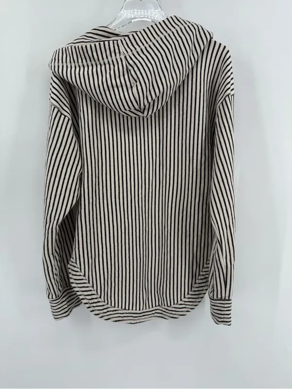 Anthropologie Pilcro Wharfside Hooded Sweatshirt vertical Stripes Beach medium - Image 4