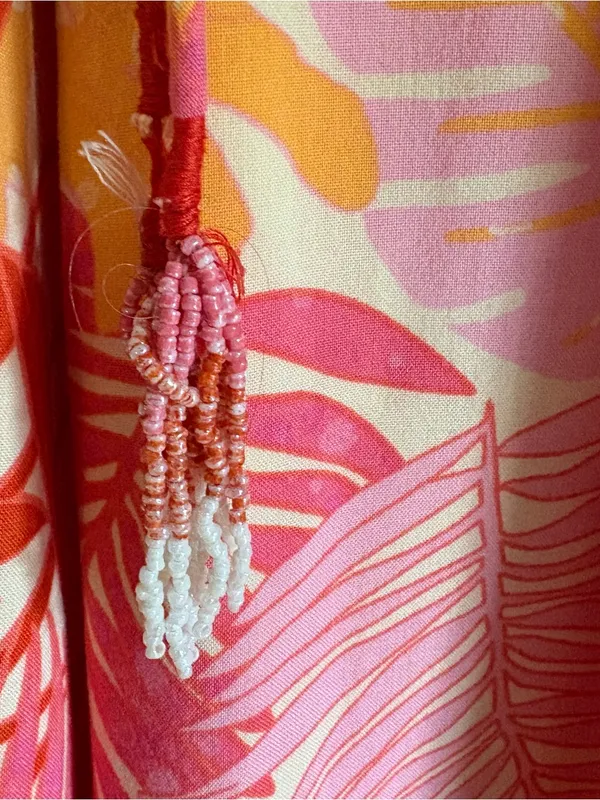 Haute Hippie Women’s Pants Medium Pink Orange Rayon Tropical Wide Leg - Image 3