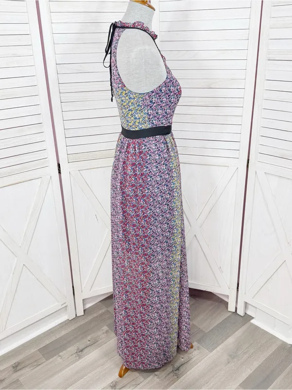 BCBGeneration Confetti Floral Halter Maxi Dress Pink‎ Multi Size 2 Twee Cottage - Image 4