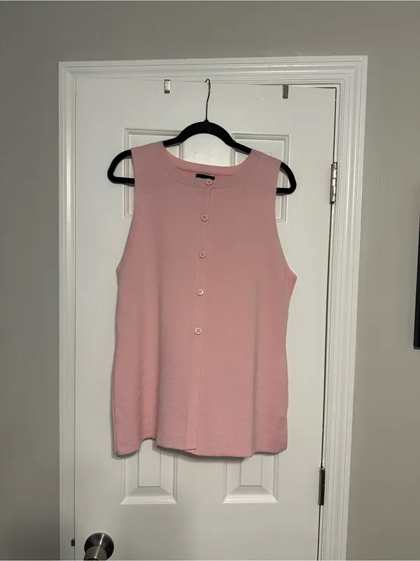 ASOS NWOT Sleeveless Button-Front Pink Knit Top - Image 3