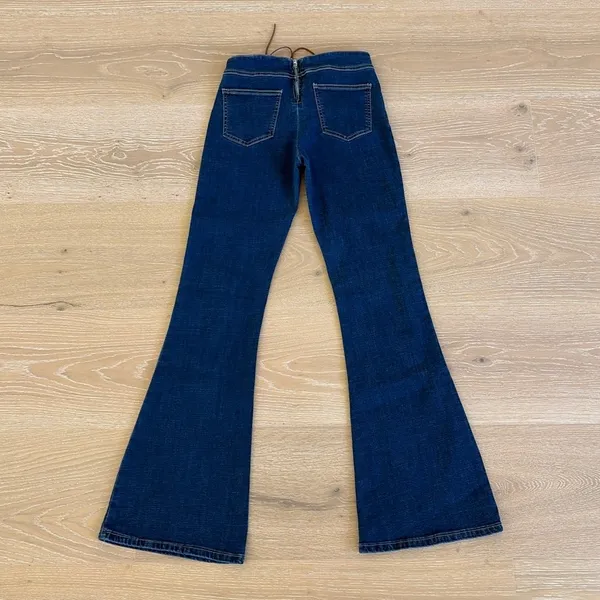 Edikted Flare Jeans Lace Up Gini Size M Blue Brown - Image 3