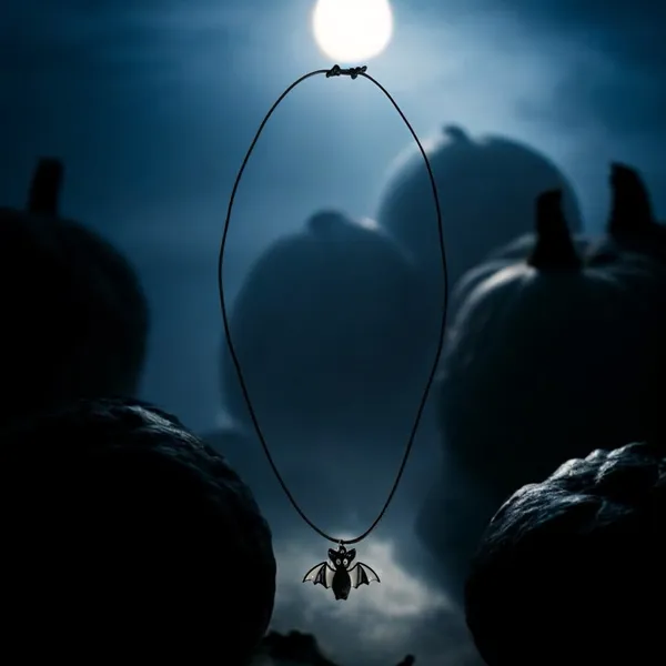 Gothic Black & White Bat Pendant Spooky‎ Season Necklace - Image 6
