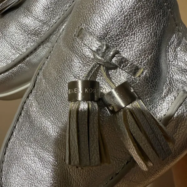 Michael Kors Loafers‎ Size 9 Leather Silver Metallic Callahan Moccasins U - Image 5