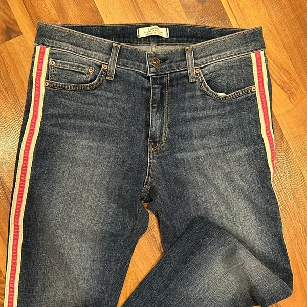 Women’s Principle denim jeans size 30 preppy pink stripe dark wash‎ straight - Image 2