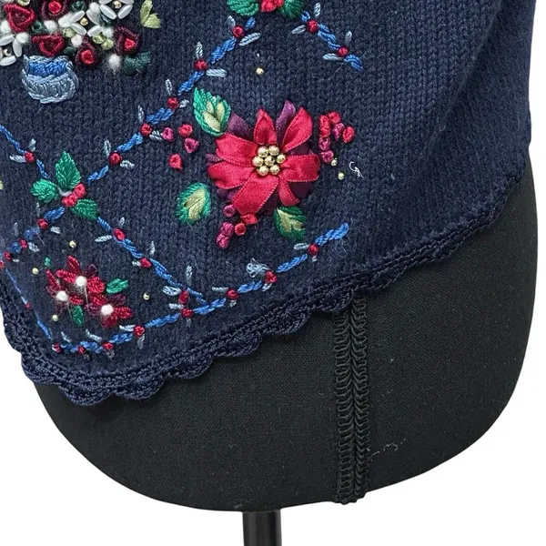 Erika II Holiday Christmas‎ Sweater Vest Embroidered Women's Size Petite Small - Image 6
