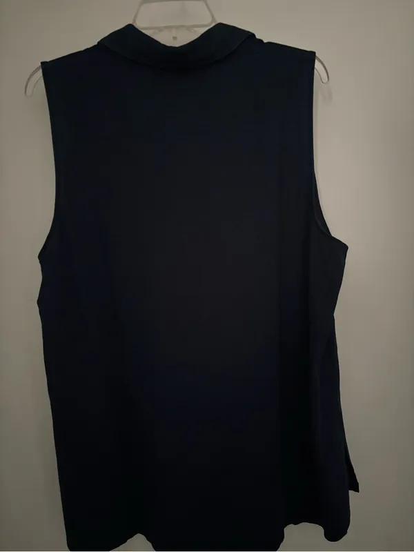 Chico's Navy Blue Denim Look Sleeveless Collared V-Neck Tunic Size 4 (20/22-XXL) - Image 5