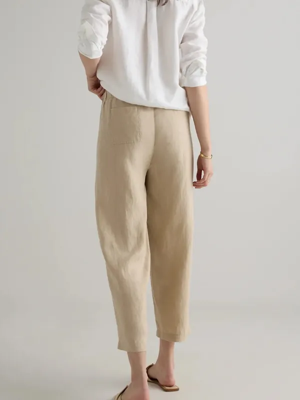 Quince 100% Linen Relaxed Pants in Beige Size XS - Image 7