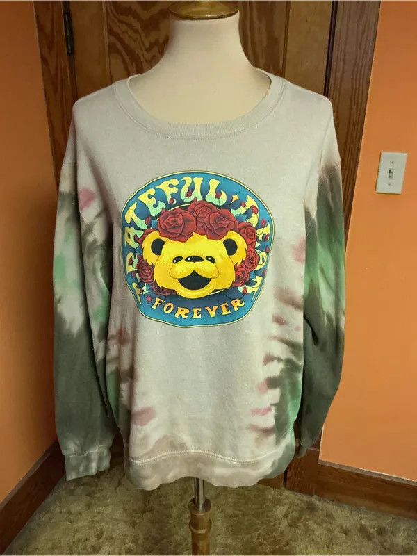 Grateful Dead Grateful Forever Dancing Bear Tie Dye Sweatshirt Large - Image 6