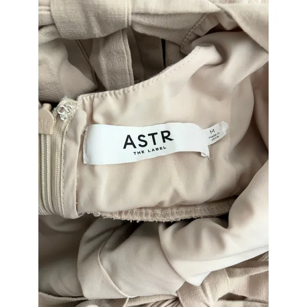 ASTR the Label Sand Beige Bow Back Apron Gathered Skirt Cottagecore Midi Dress M - Image 5