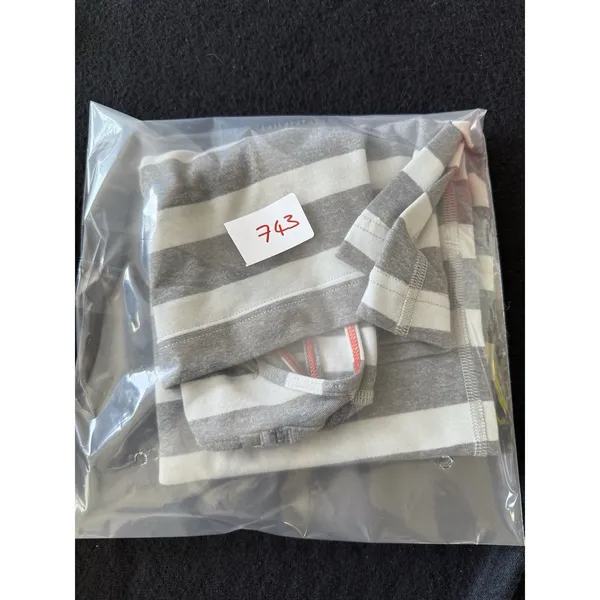 Lululemon Cool Racerback Marshmallow Stripe Heathered Sand Dune Black Size 4‎ - Image 7