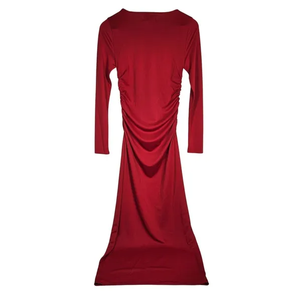 J. Crew Long-sleeve dress‎ in jersey crepe Berry Sangria XS NWT Ruched Midi - Image 2