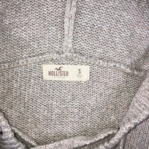 Hollister Baja Hoodie‎ Women S Oatmeal Beige Knit Lace Up Coastal Boho Pullover - Image 4