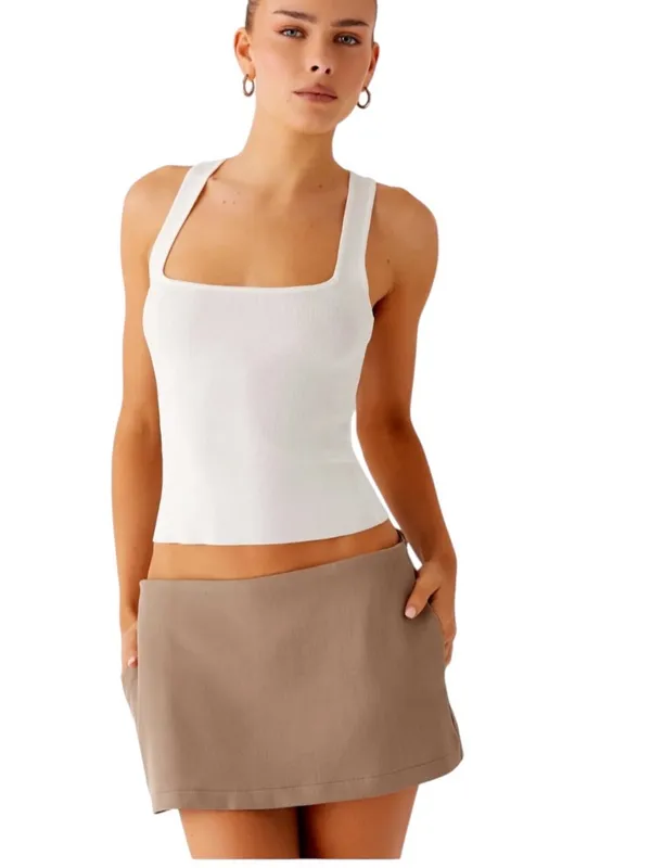 NWT Peppermayo Mirna Micro Skort Low Rise Skort in Taupe Marle Size 6 - Image 2