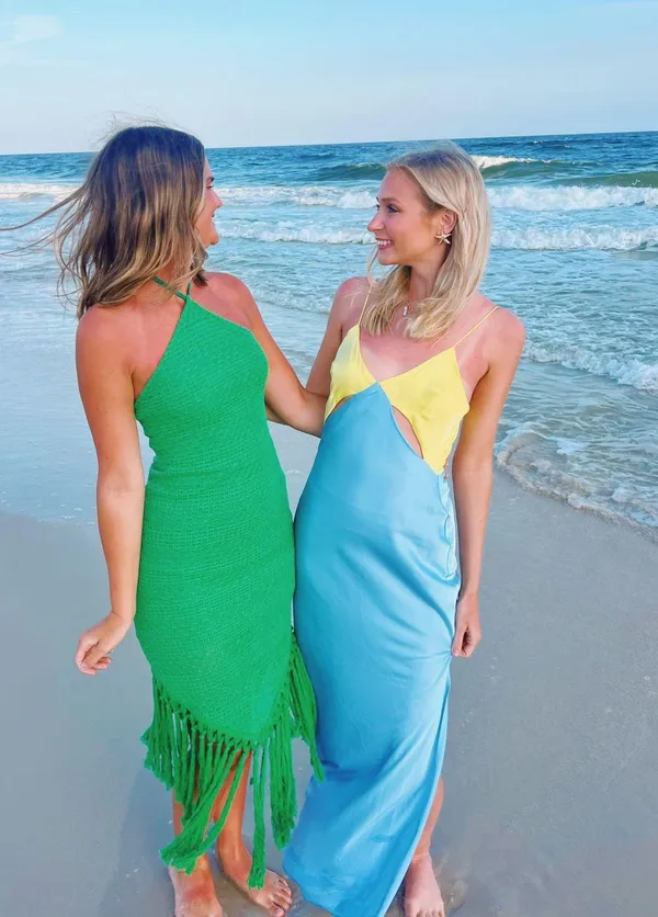 RNWY Blue & Yellow Cutout Maxi Dress - Image 2